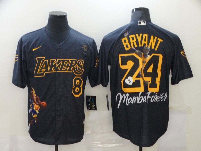 Men's Los Angeles Dodgers Front #8 Back #24 Kobe Bryant Black MLB With KB Patch Cool Base Stitched Jersey Men's Los Angeles Dodgers Front #8 Back #24 Kobe Bryant Black MLB With KB Patch Cool Base Stitched Jersey